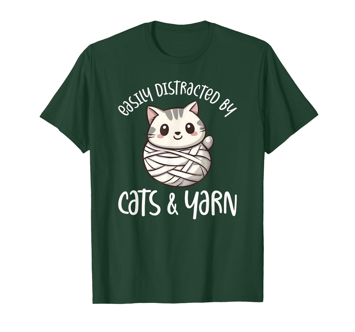 Easily Distracted By Cats And Yarn, Kitten Lover Crochet T-Shirt