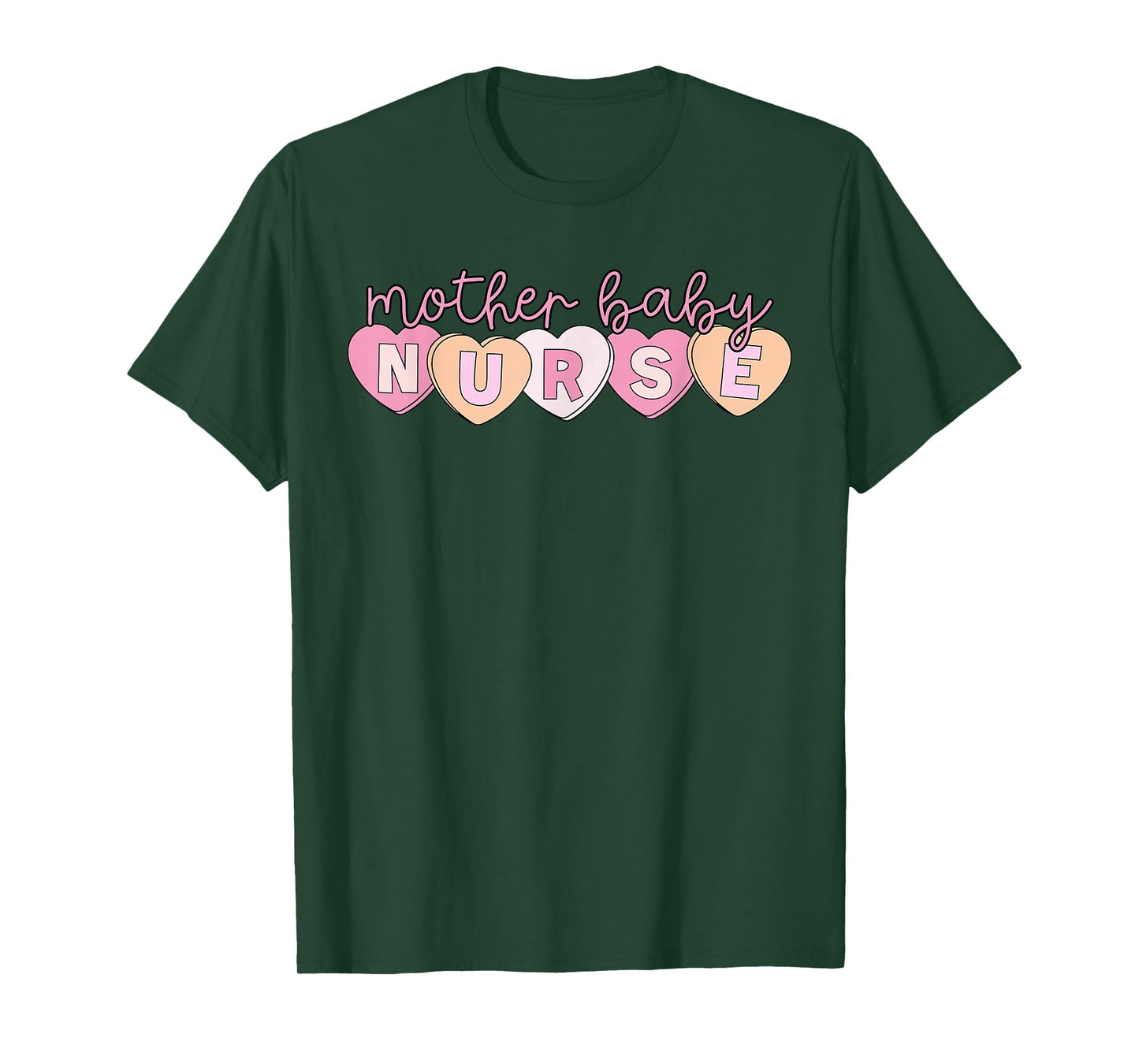 Mother Baby Nurse Hearts Valentine OBGYN Postpartum Nursing T-Shirt