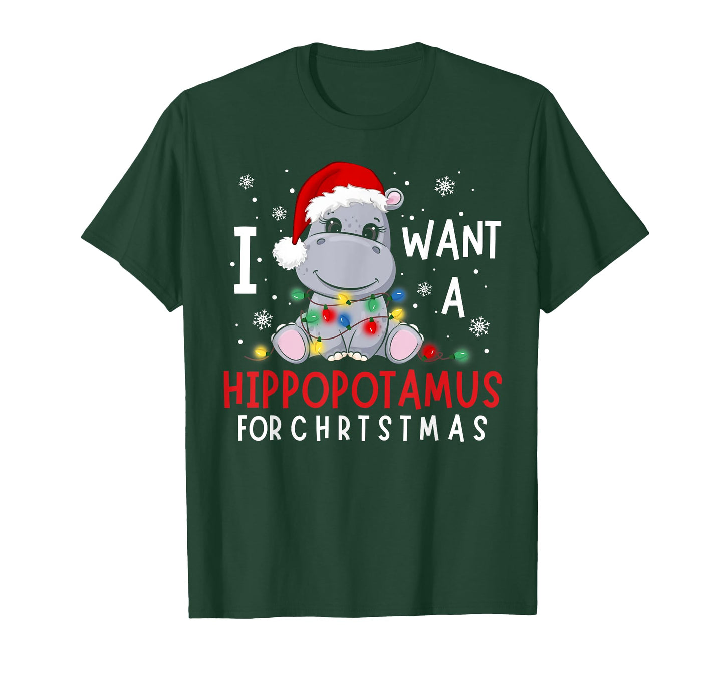 I Want A Hippopotamus For Christmas Xmas Hippo for Kid Women T-Shirt