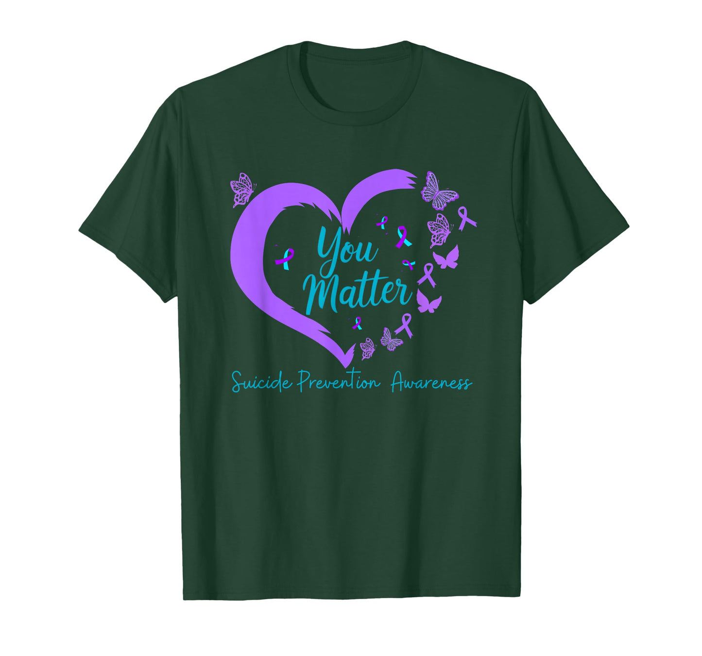 Suicide Prevention Awareness Teal Purple Ribbons You Matters T-Shirt