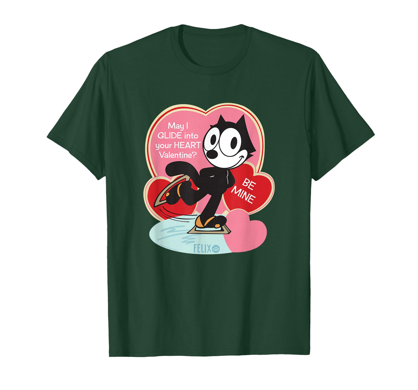 Felix The Cat Ice Skating Valentine T-Shirt