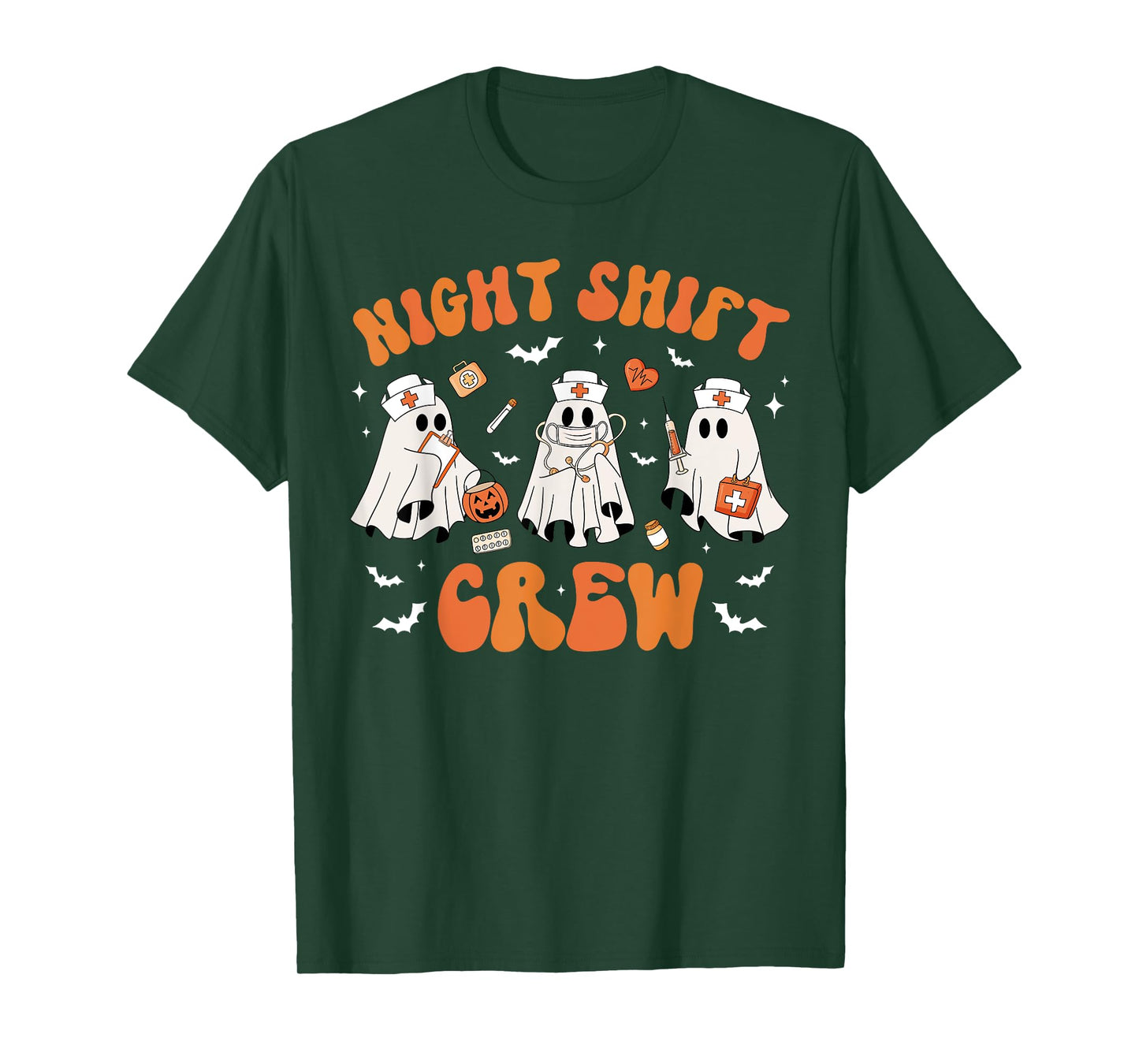 Night Shift Boo Crew Health Worker Halloween Ghost Nurse T-Shirt