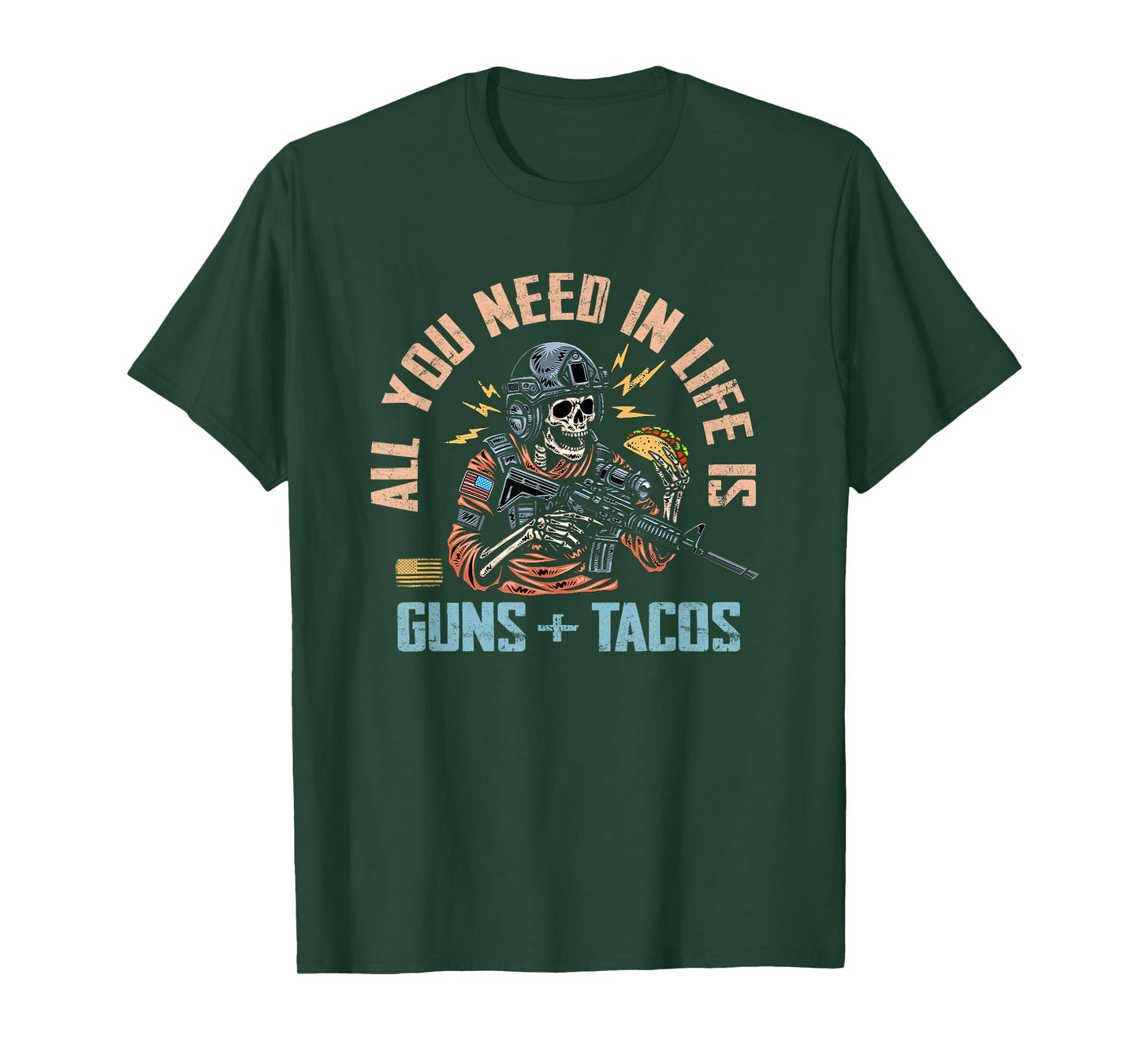 All You Need In Life Is Guns And Tacos Retro Skeleton T-Shirt