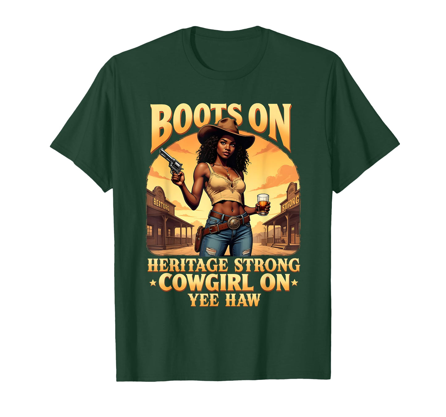 Yehaw Cowgirl On Western Rodeo African American Cowgirl T-Shirt