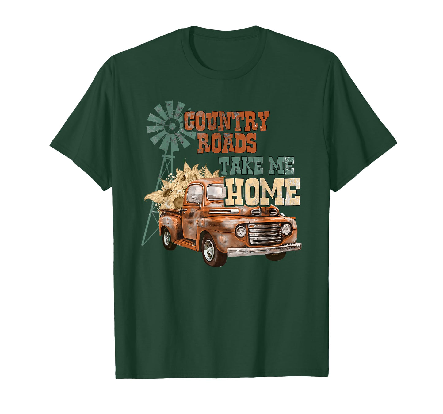 Country Roads Take Me Home - Southern Backroad Truck Style T-Shirt