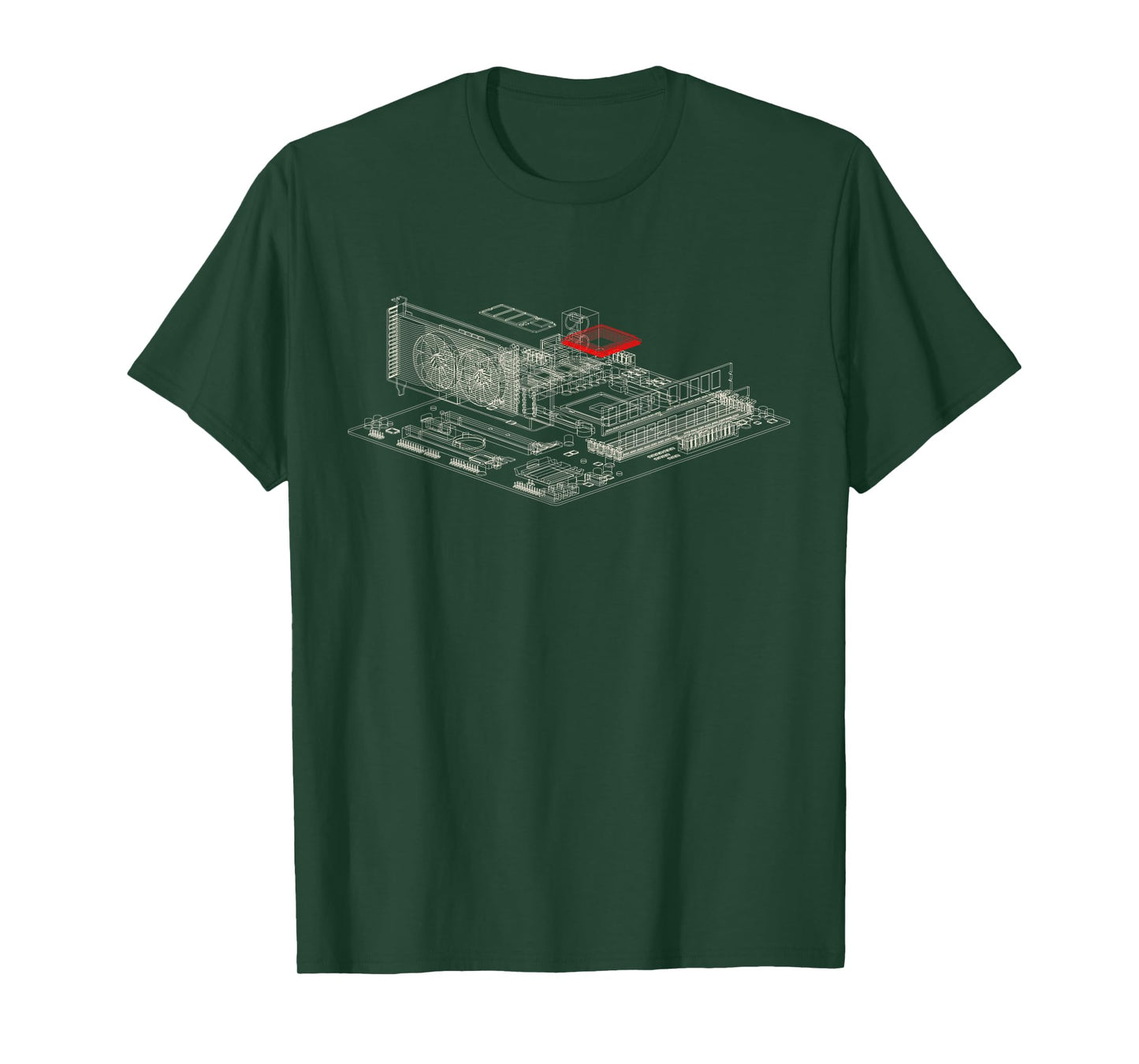 Graphics Card Wireframe, Computer GPU IT Tech Geek Nerd Gift T-Shirt