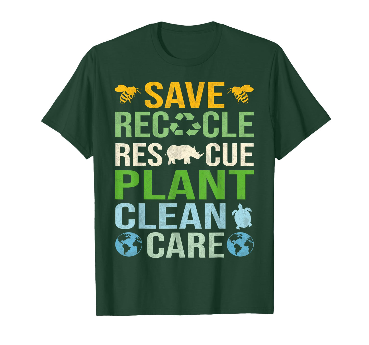 Save Bees Rescue Animals Recycle Plastics Fun Earth Day T-Shirt