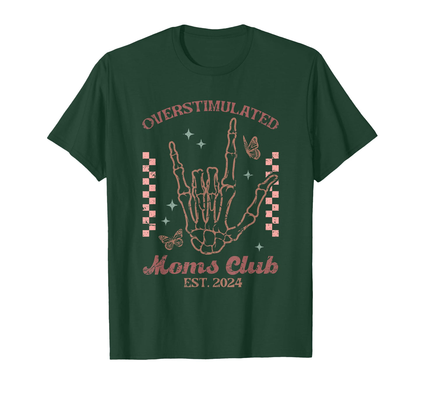 Vintage Skeleton Overstimulated Moms Club Funny Mom T-Shirt