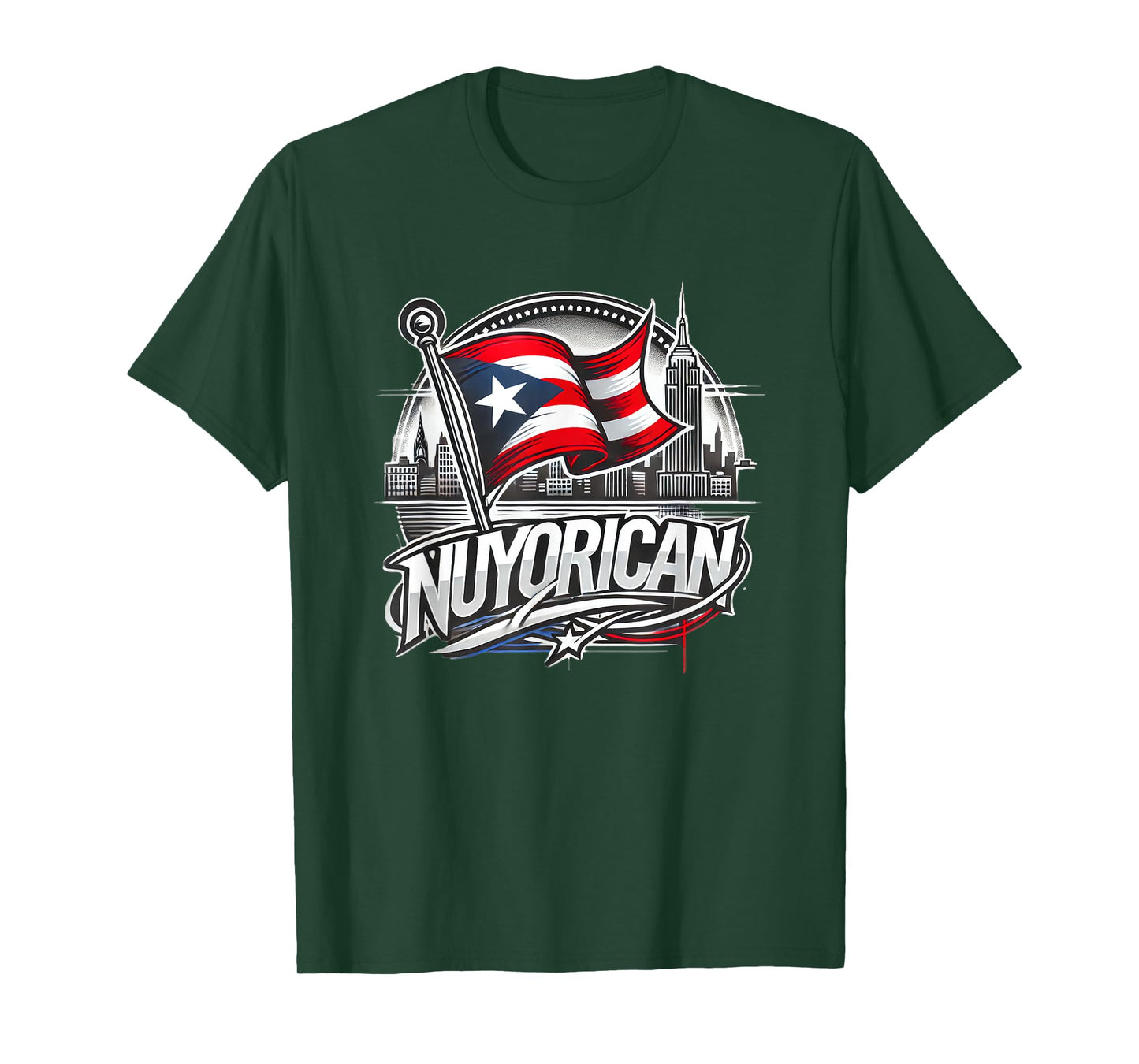 Nuyorican New York Puerto Rican Flag NYC City Backdrop Logo T-Shirt