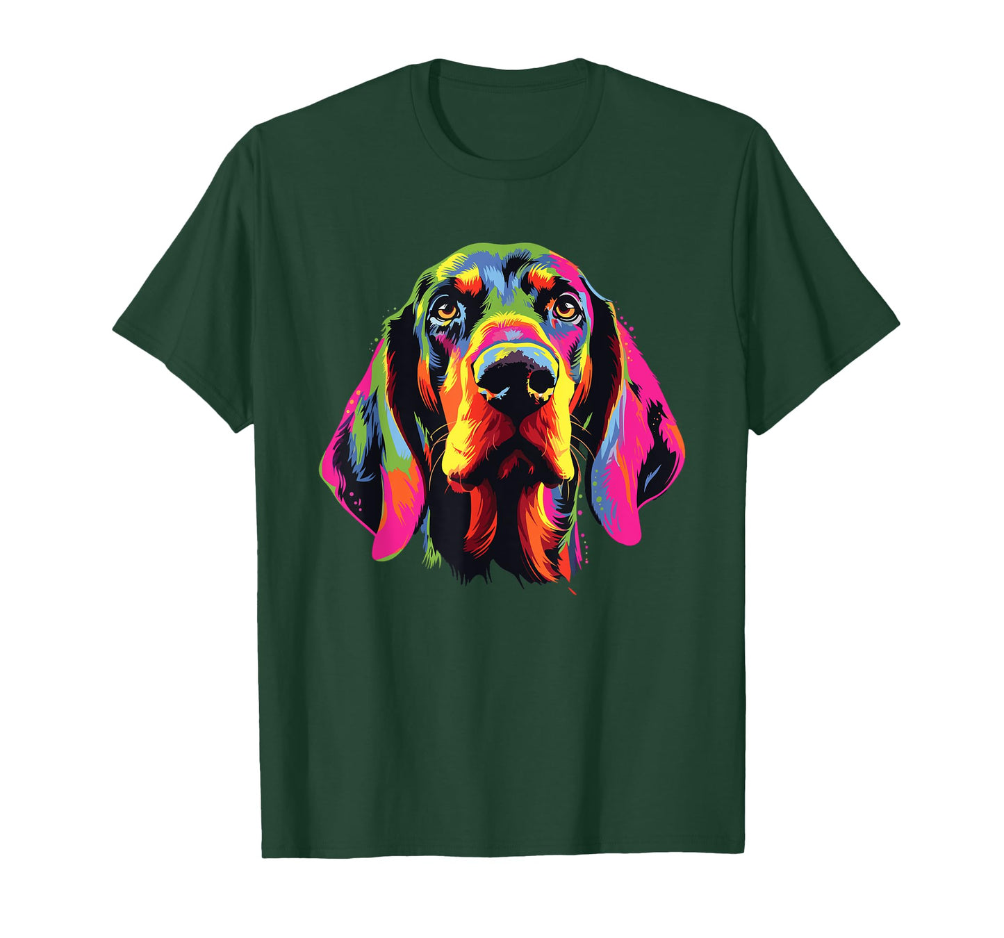 Watercolor Colorful Black And Tan Coonhound Dog Men Women Girls Kids T-Shirt