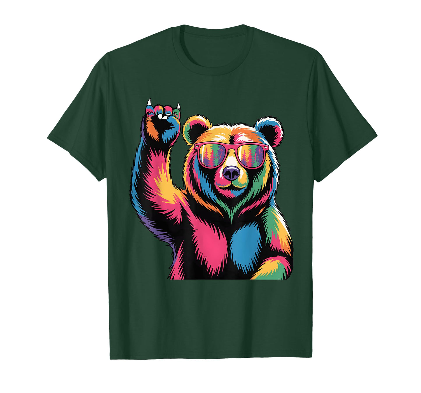 Rocking Bear Sunglasses Wildlife Colorful Bear Rock N Roll T-Shirt
