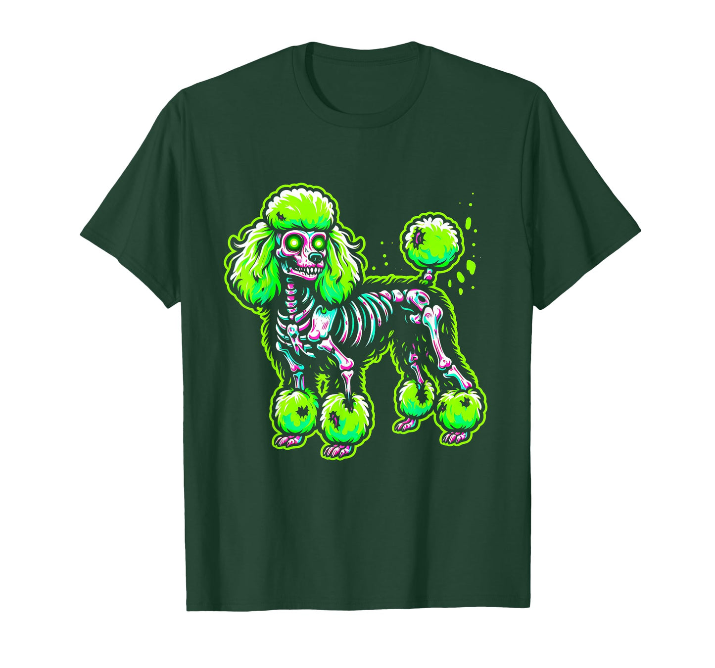 Zombie Poodle Dog Ghost Dark Halloween Horror Skeleton Gifts T-Shirt for Men Women Kids