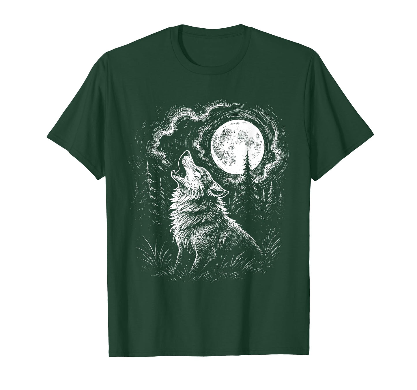 Wolf Howling Moon Forest Nature Wildlife Animal Wolves Lover T-Shirt