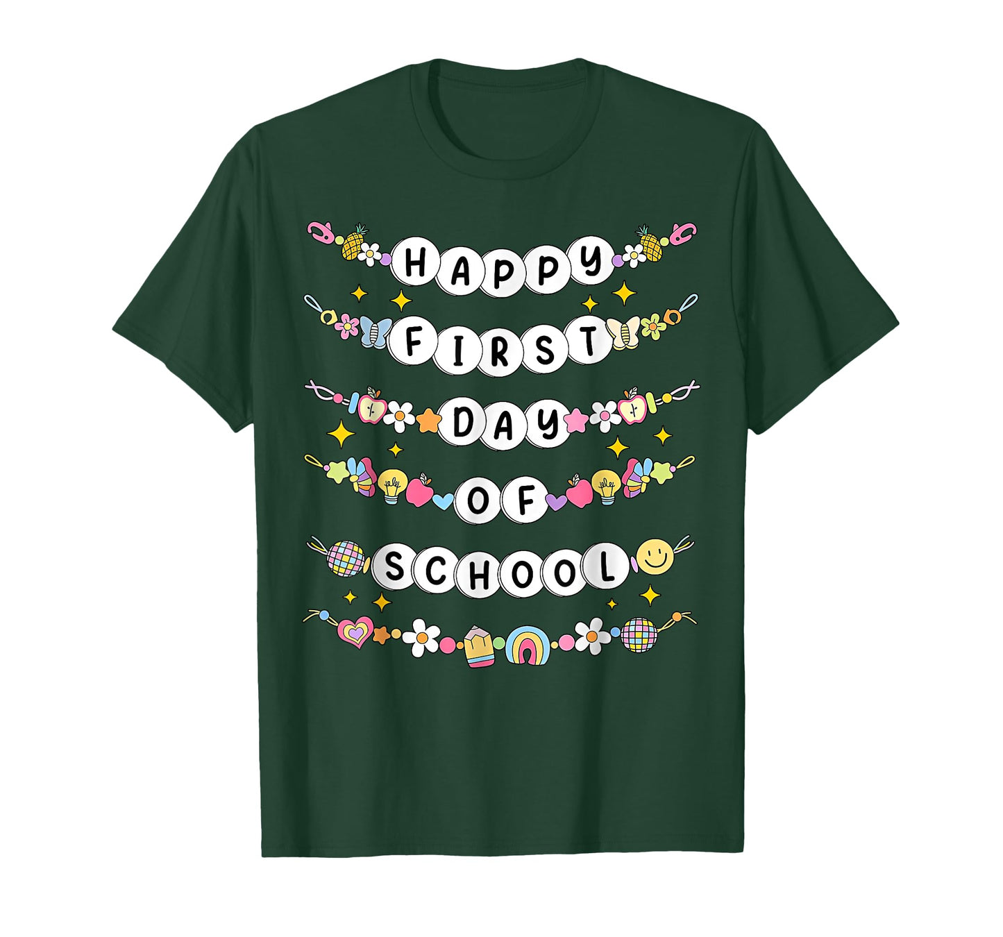 Happy First Day Of School Friendship Bracelets Teacher Kids T-Shirt