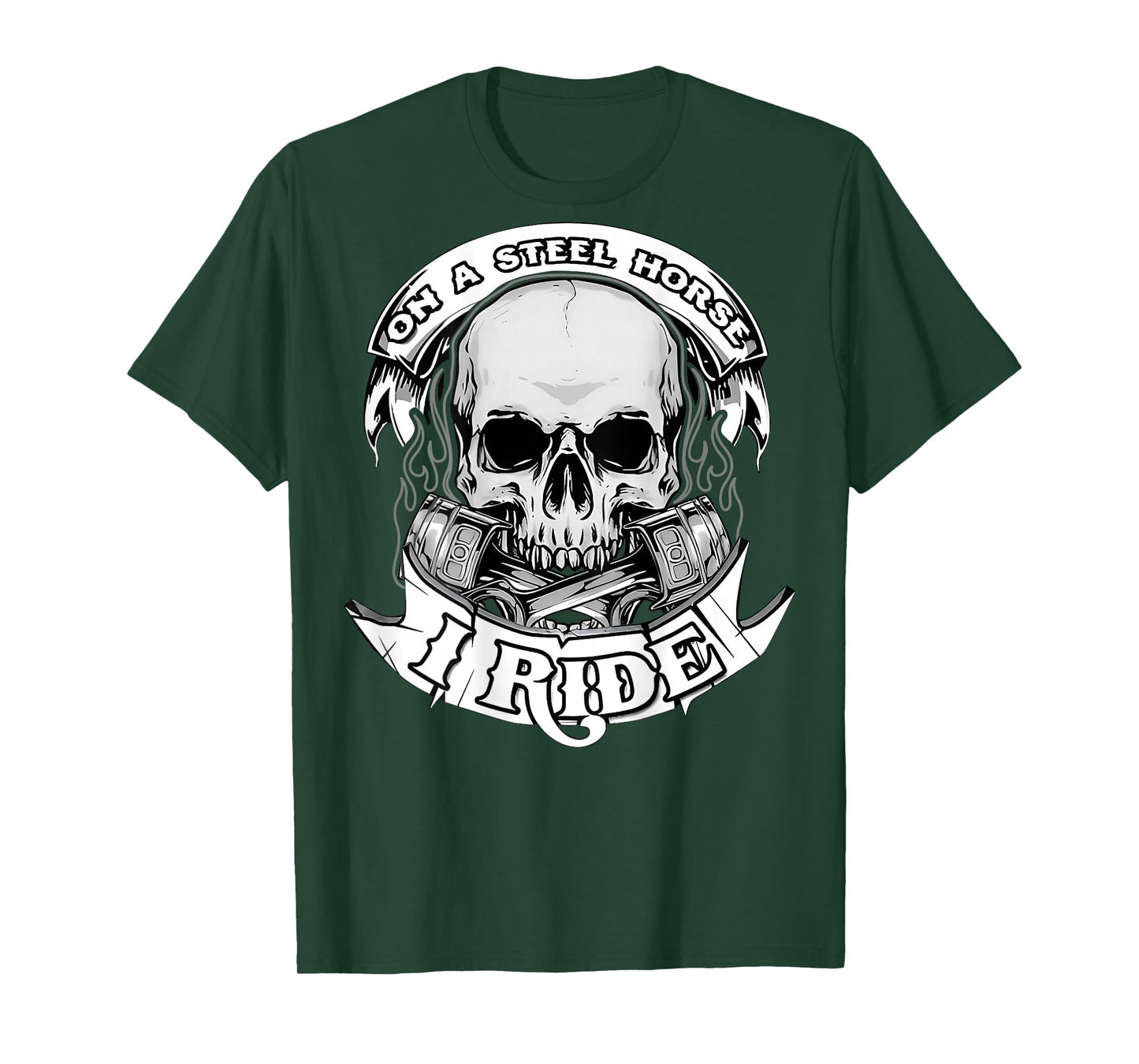 On A Steel Horse I Ride Motorcycle Skull Motorcycle Biker T-Shirt