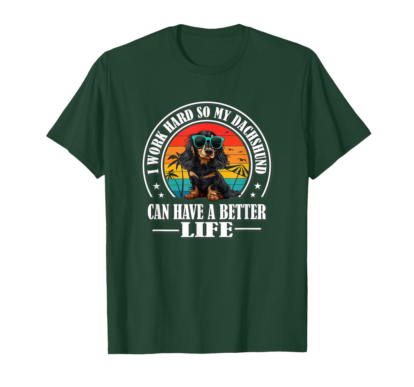 Funny Retro Vintage Better Life Black Long Haired Dachshund T-Shirt