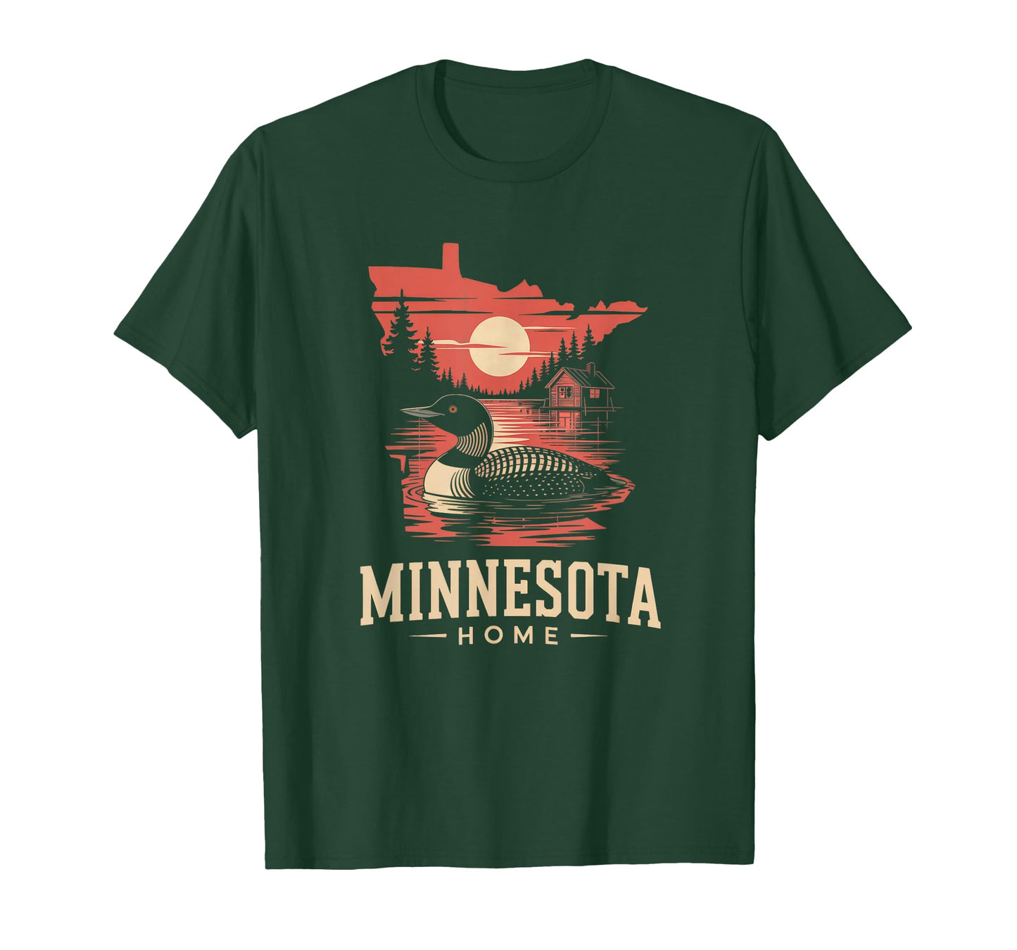 Minnesota Home Lake Loon MN Map Outline T-Shirt