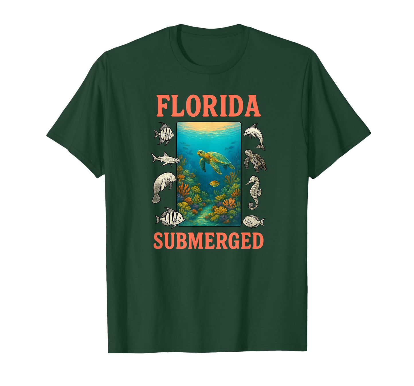 Florida Submerged Scuba Diving Design with Marine Life T-Shirt