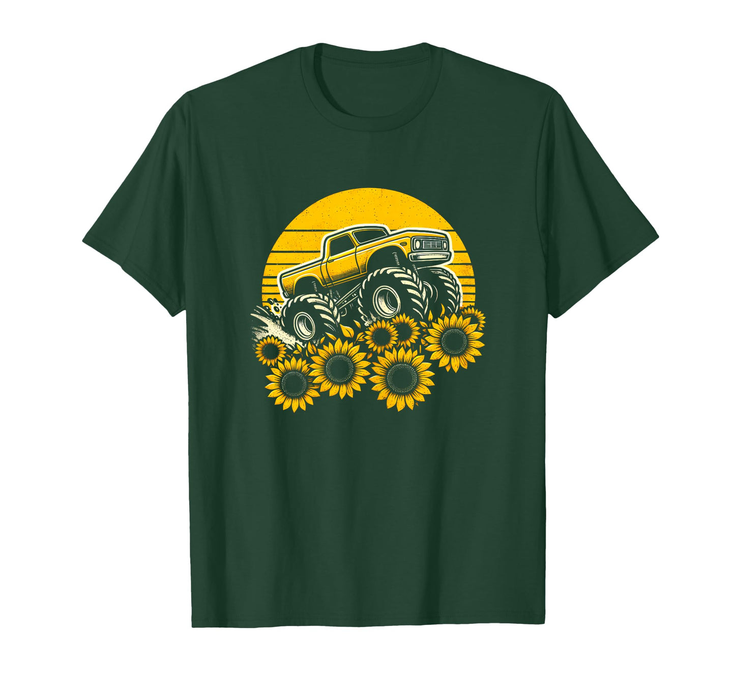 Happy Mother's Day Toddler Sunflower Monster Truck Kids Boys T-Shirt