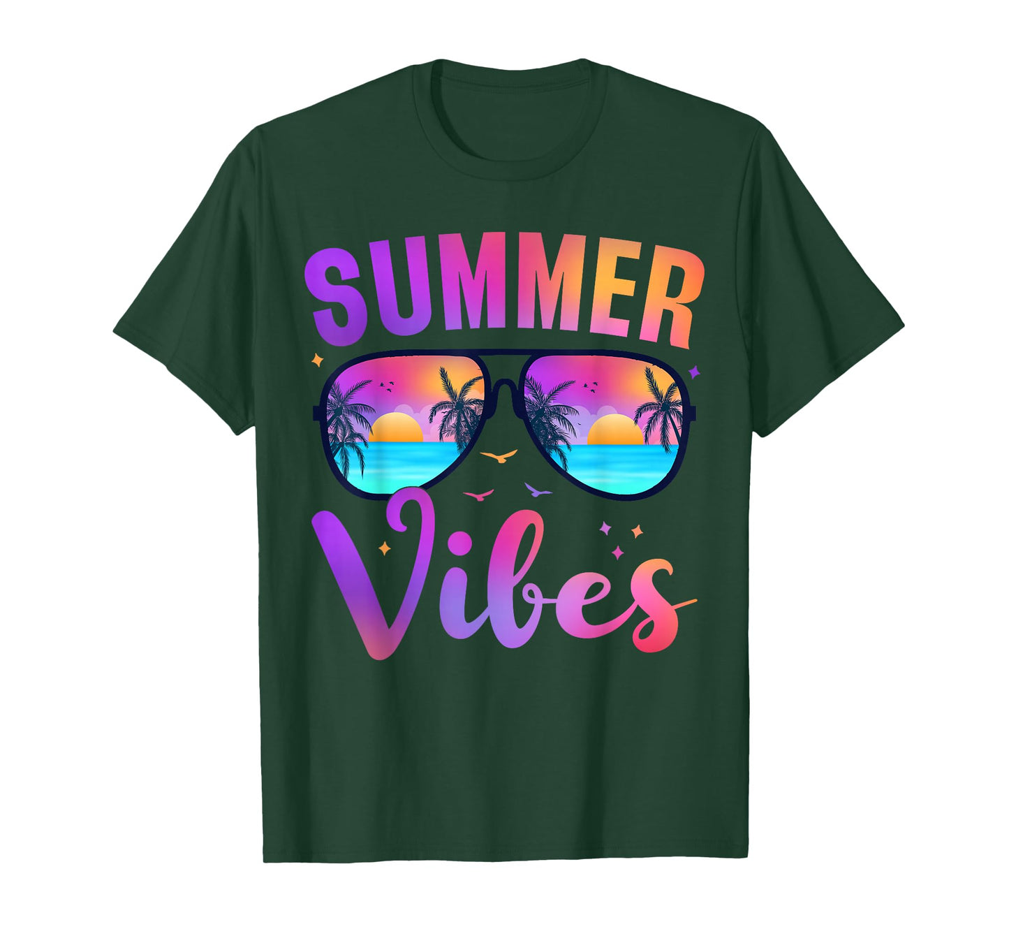 Summer Vibes Palm Sunglasses 70's Beach Life Retro Summer T-Shirt