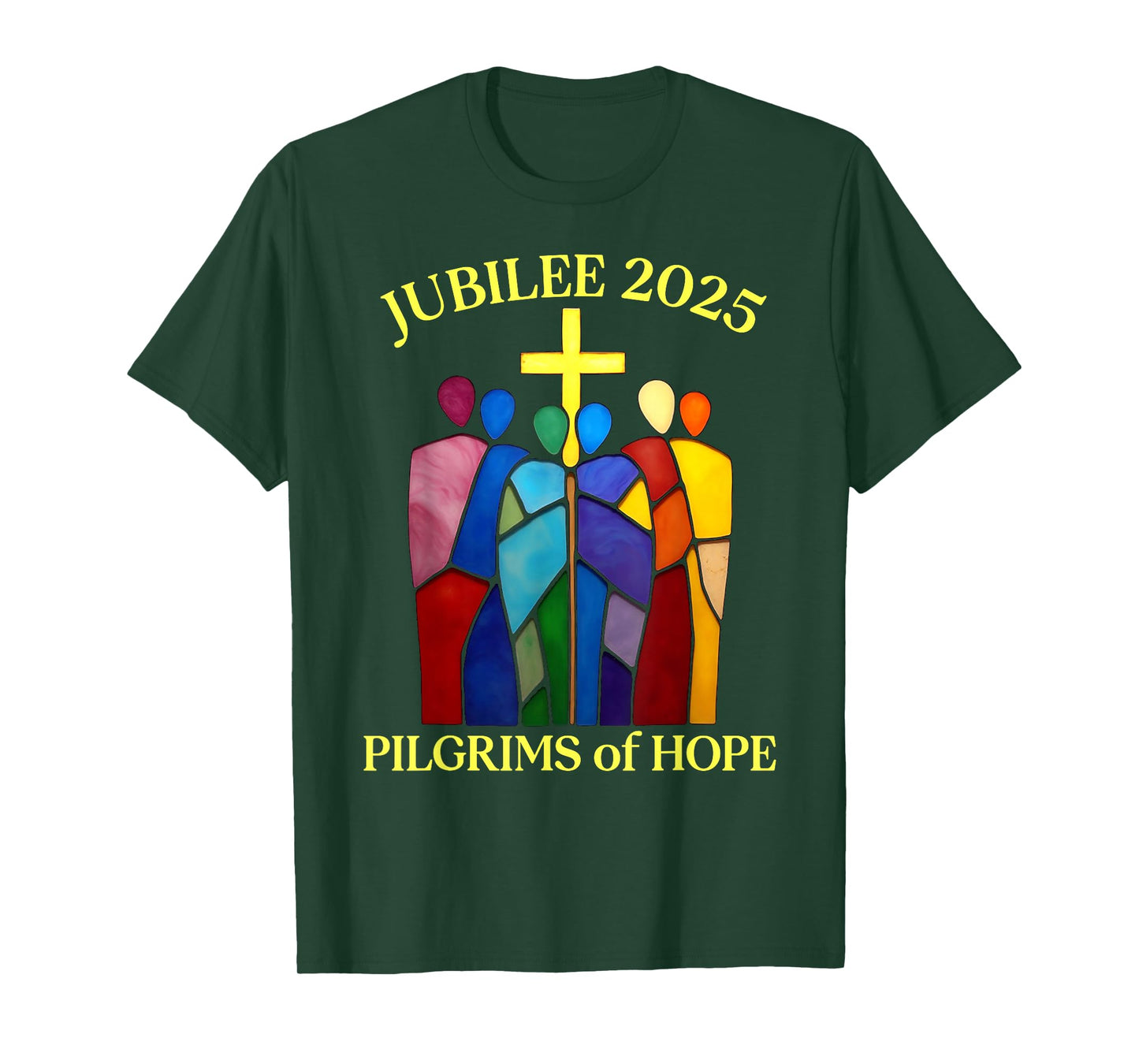 Catholic Jubilee 2025 Stained Glass Pilgrims Of Hope T-Shirt