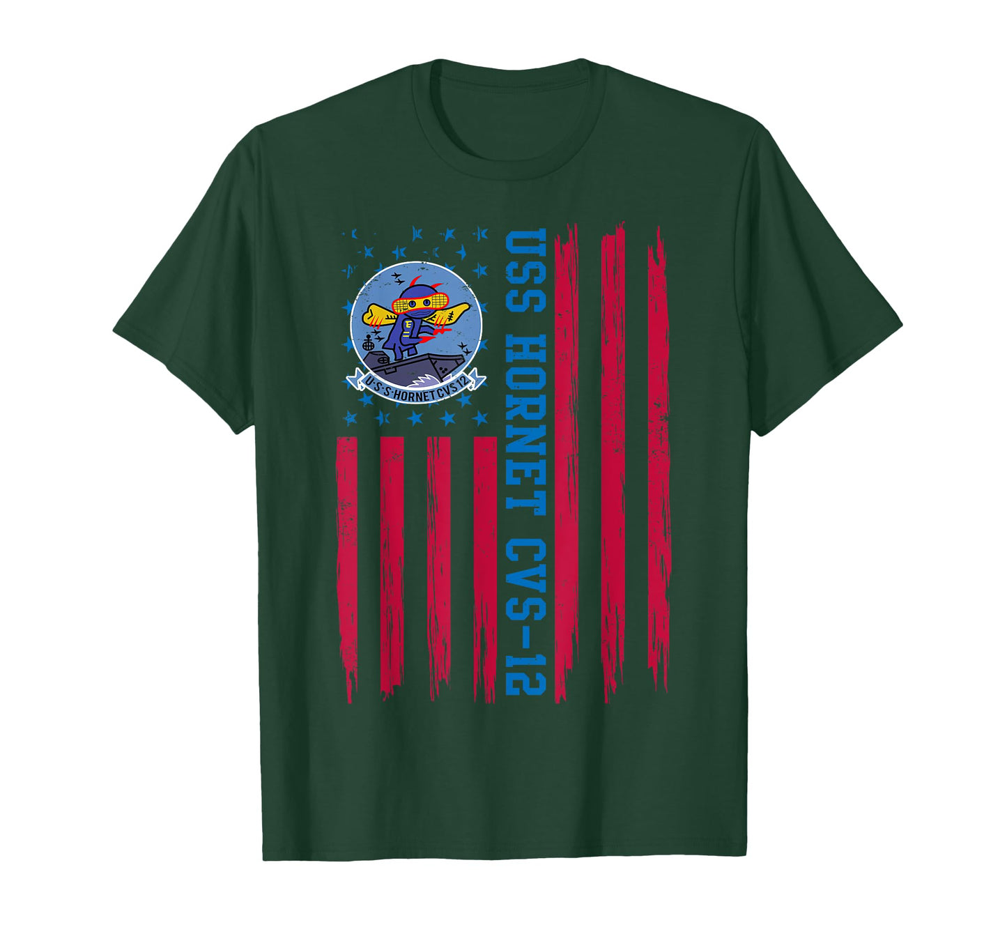 USS Hornet CVS-12 American Flag Aircraft Carrier Veteran Women Men T-Shirt