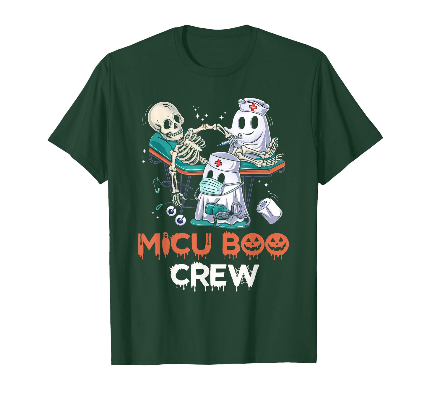 Womens MICU nurse shirt MICU boo crew MICU RN Halloween T-Shirt