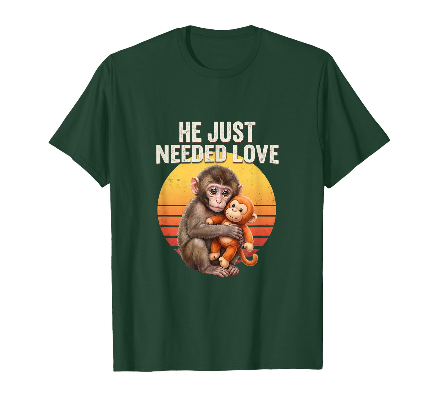 He Just Needed Love Baby Monkey Punch Emotional Retro Sunset T-Shirt - T-Shirt | Forest