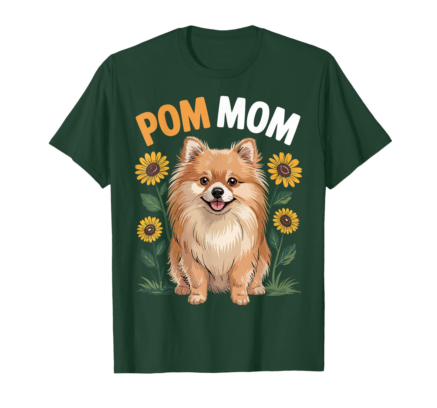 Pom Mom Pomeranian Dog Sunflower Lover Mothers Day T-Shirt