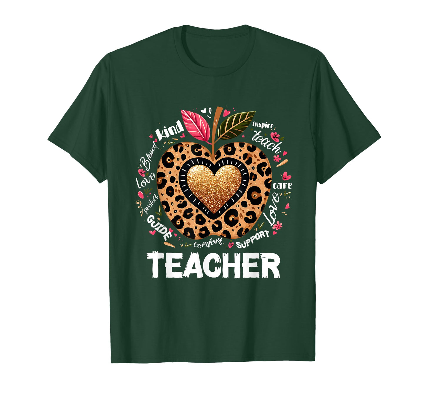 Teacher Life Leopard Apple Teacher's Day Back to School T-Shirt