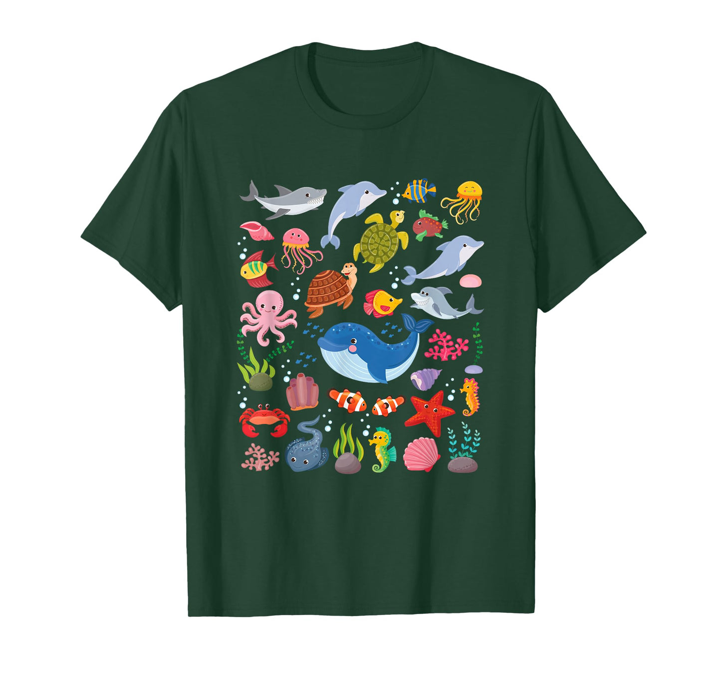 Cute Sea Animals Kids Children Ocean Creatures Clownfish T-Shirt