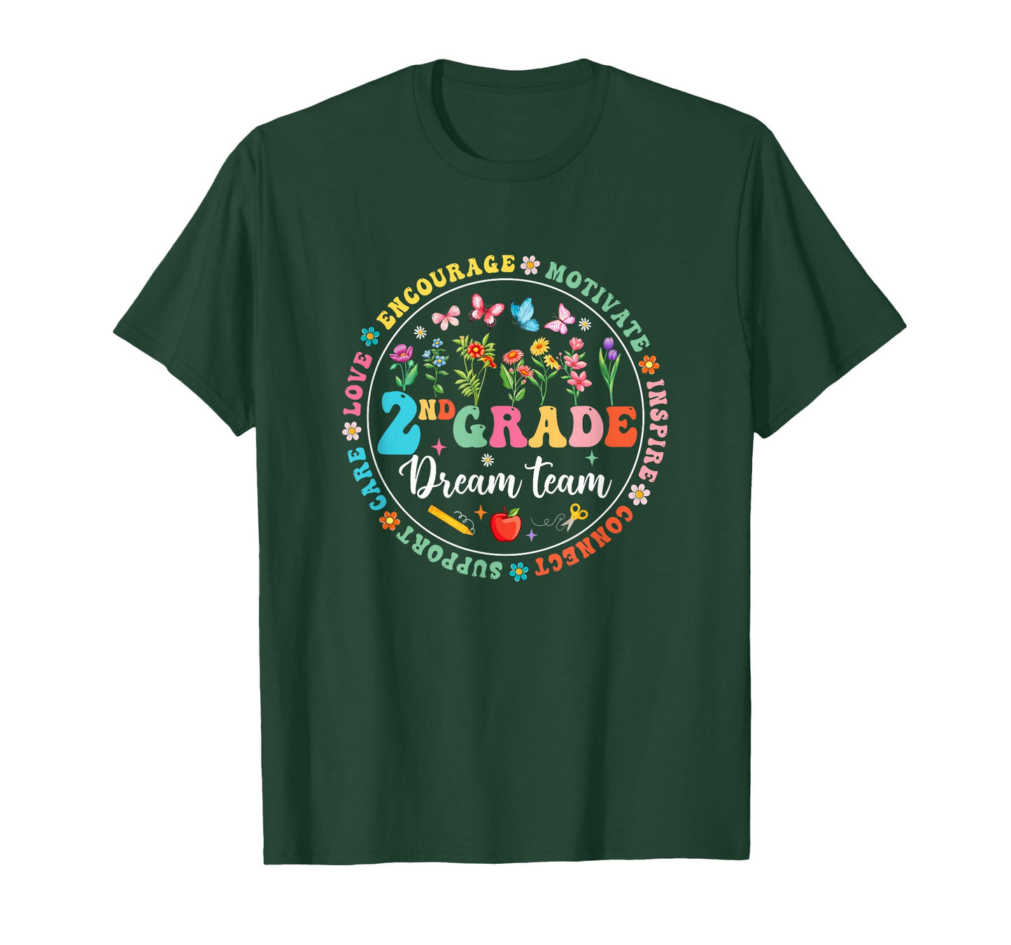 Second Grade Dream Team Back To School Teacher Flower T-Shirt