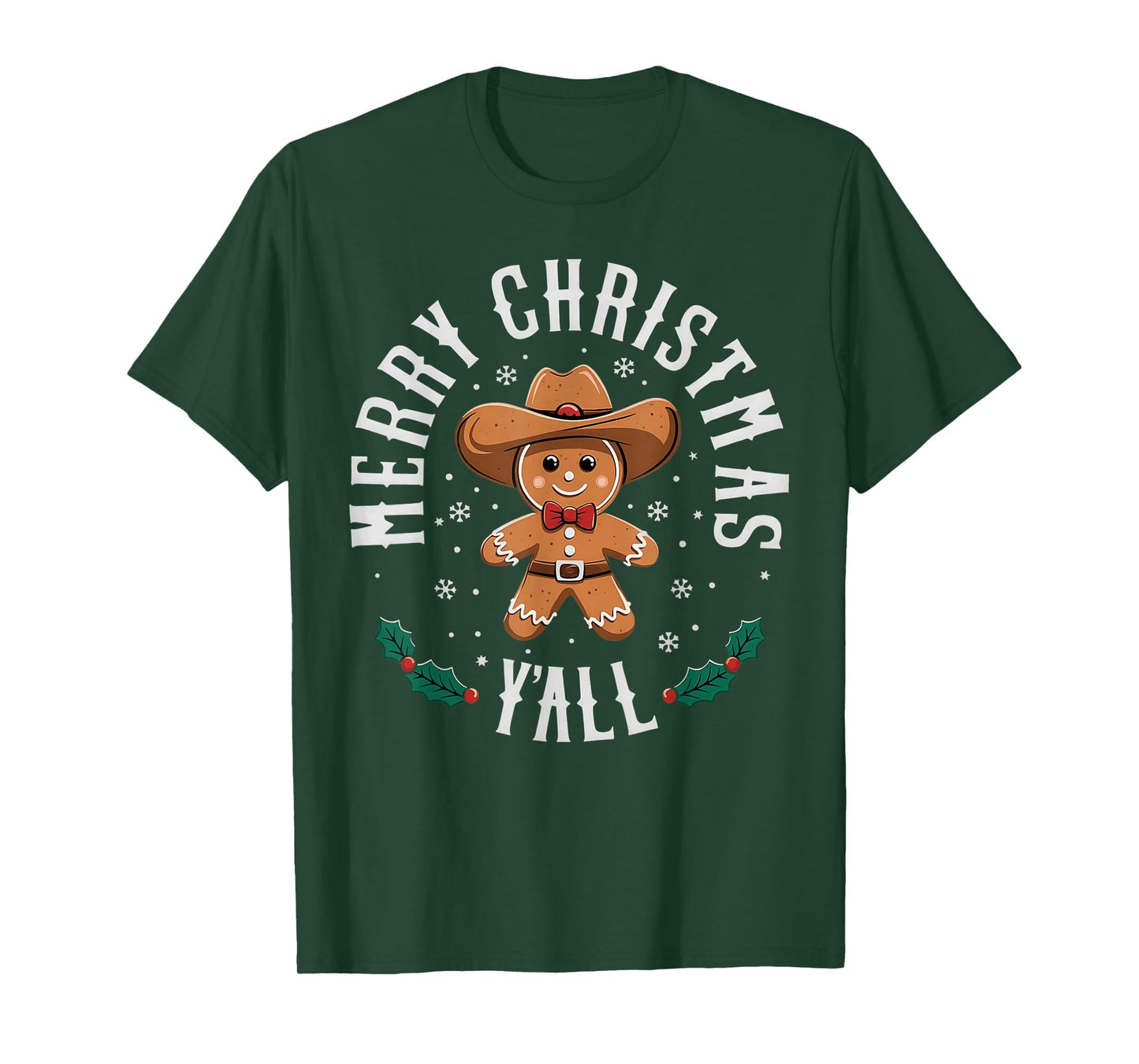 Merry Christmas Yall Gingerbread Cowboy Howdy Western Xmas T-Shirt