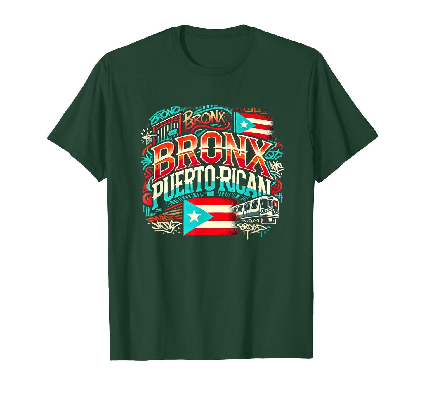 Bronx Puerto Rican Boricua Flag NYC Subway CarGraffiti Fun T-Shirt