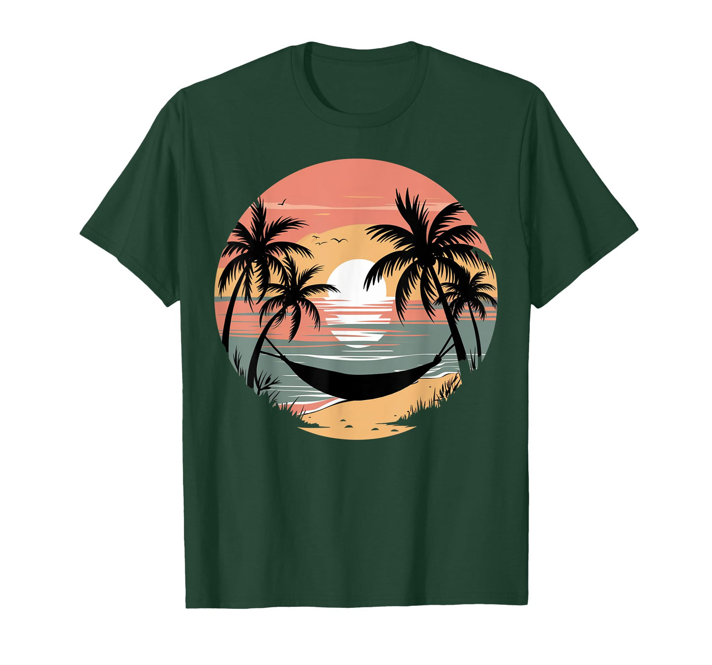 Vacation Smile Tropical Sunset Palm Trees Hammock T-Shirt