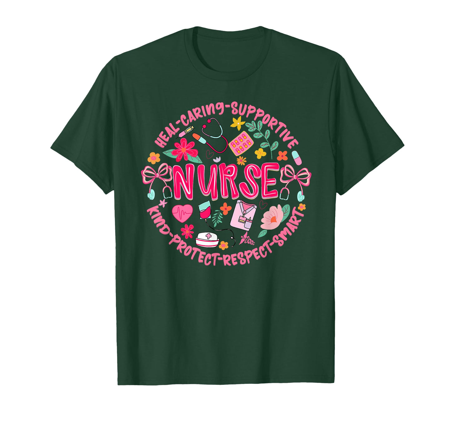 Coquette Nurse Stethoscope Bow Cute Nurse Boho Floral Women T-Shirt