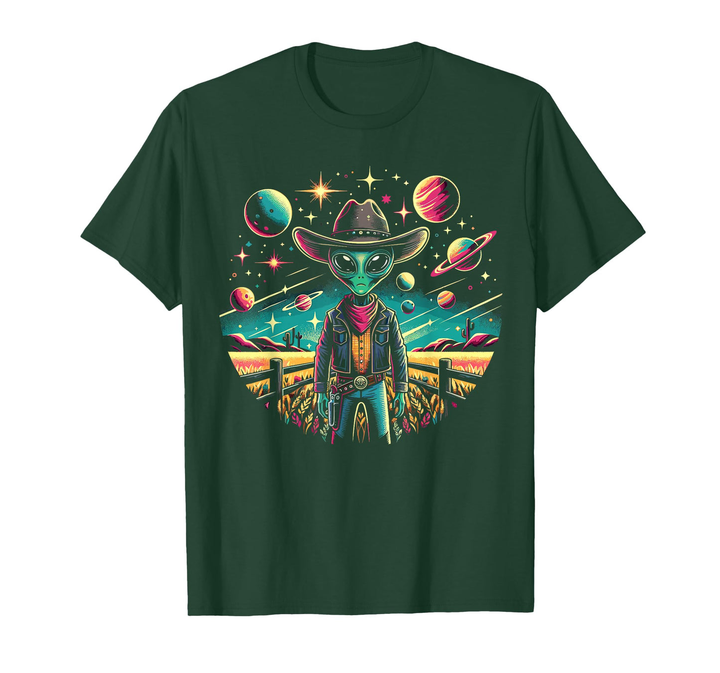 Alien Lover Flying Saucer UFO Extraterrestrial Cowboy T-Shirt