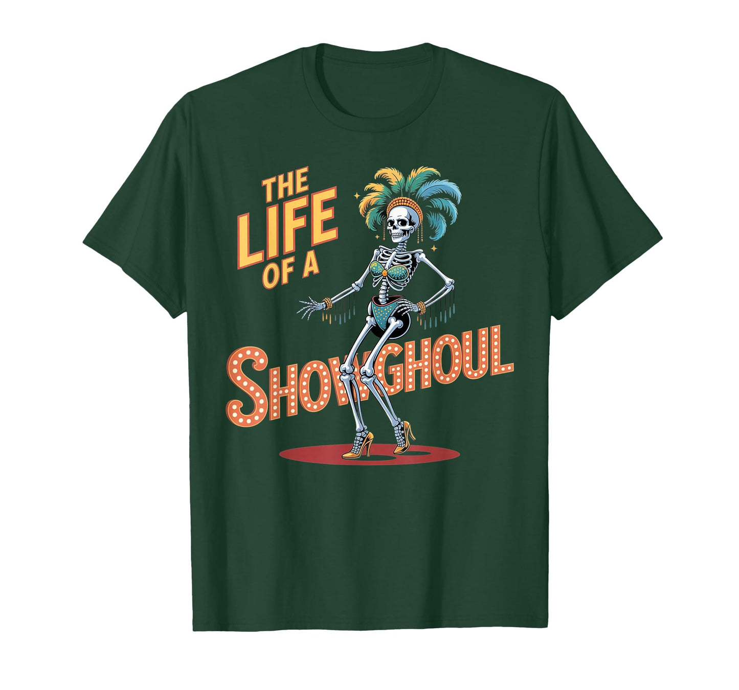 Funny Skeleton Showgirl Costume Tee - Halloween Horror Party T-Shirt