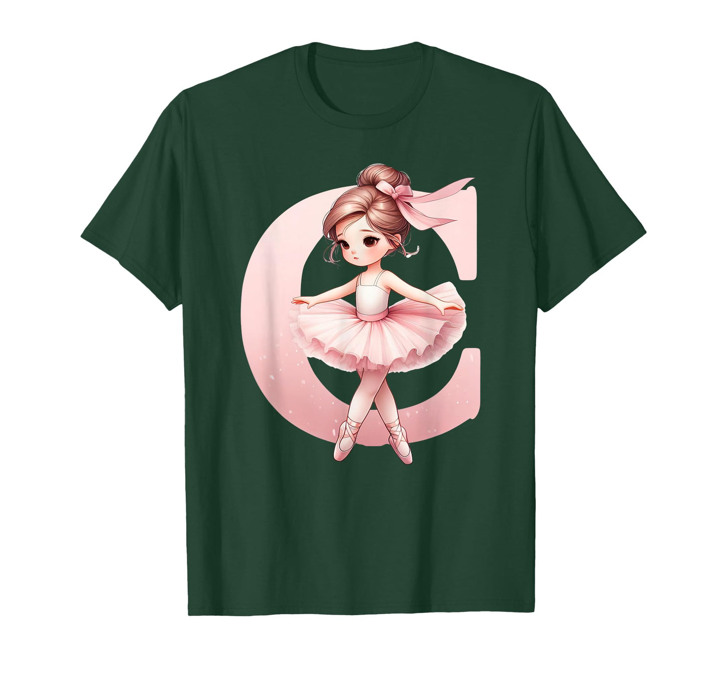 Ballerina Girl Dancing Name First Letter C Girly Tutu Ballet T-Shirt