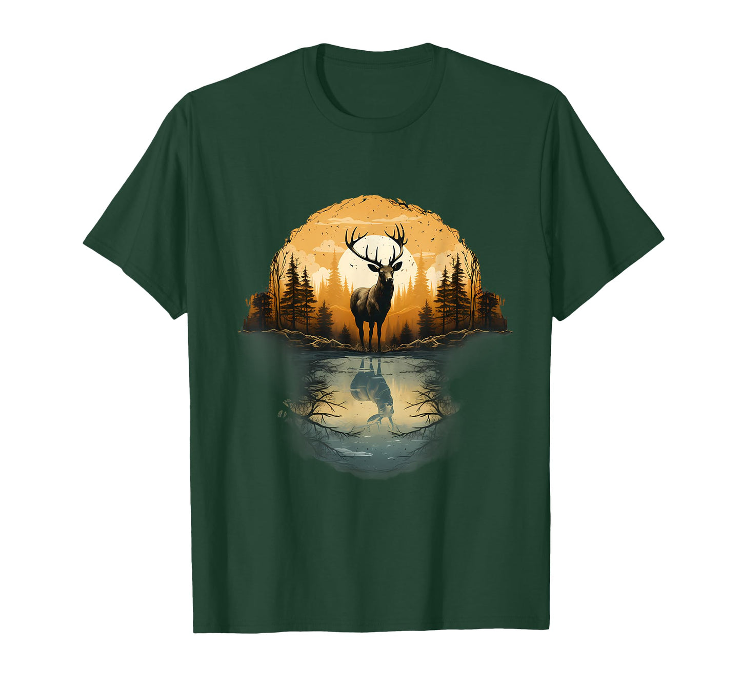 Deer Landscape Artwork Motif Animal Lovers Nature Wildlife T-Shirt