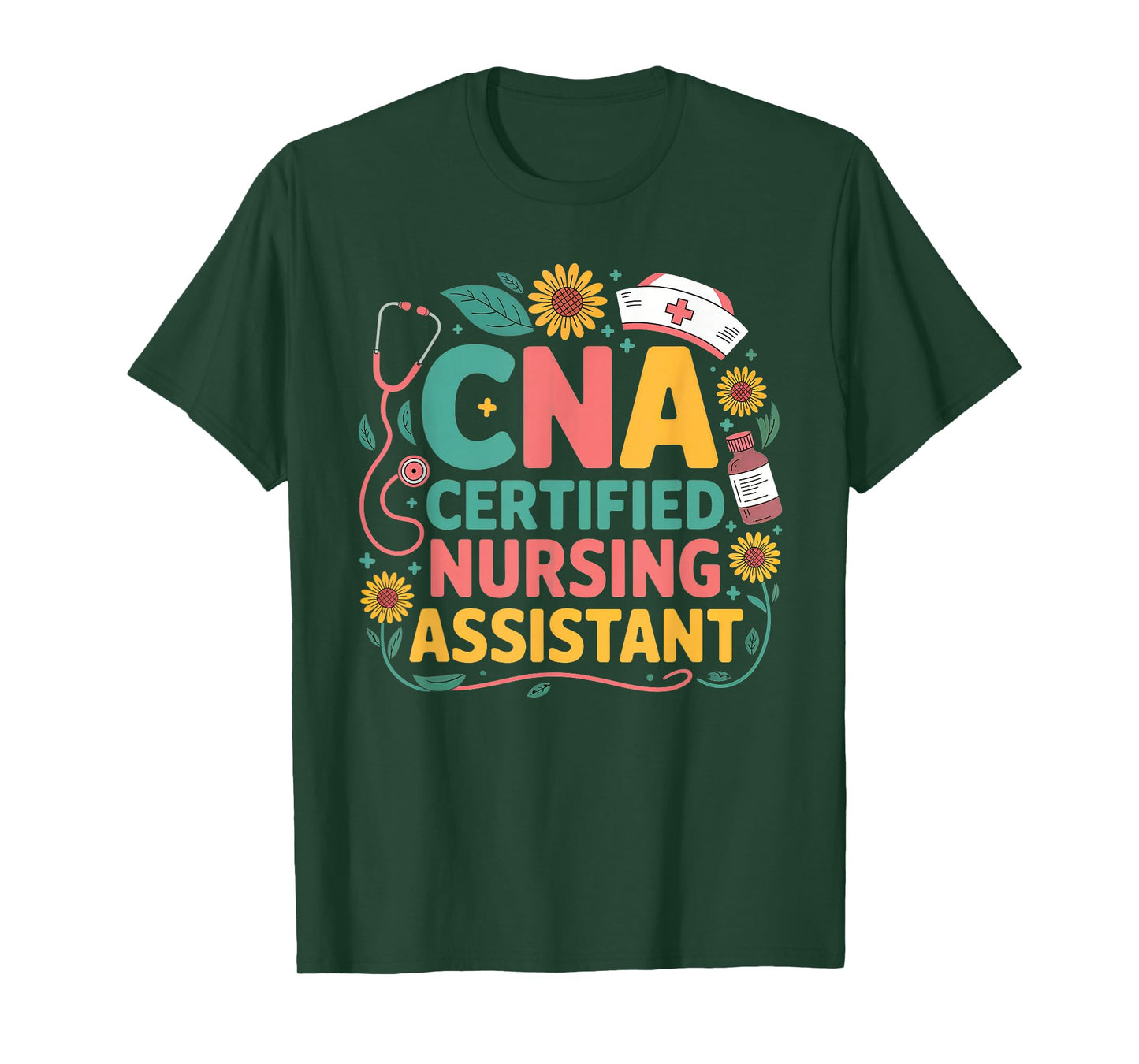 CNA Certified Nursing Assistant Floral Nurse Life Healthcare T-Shirt