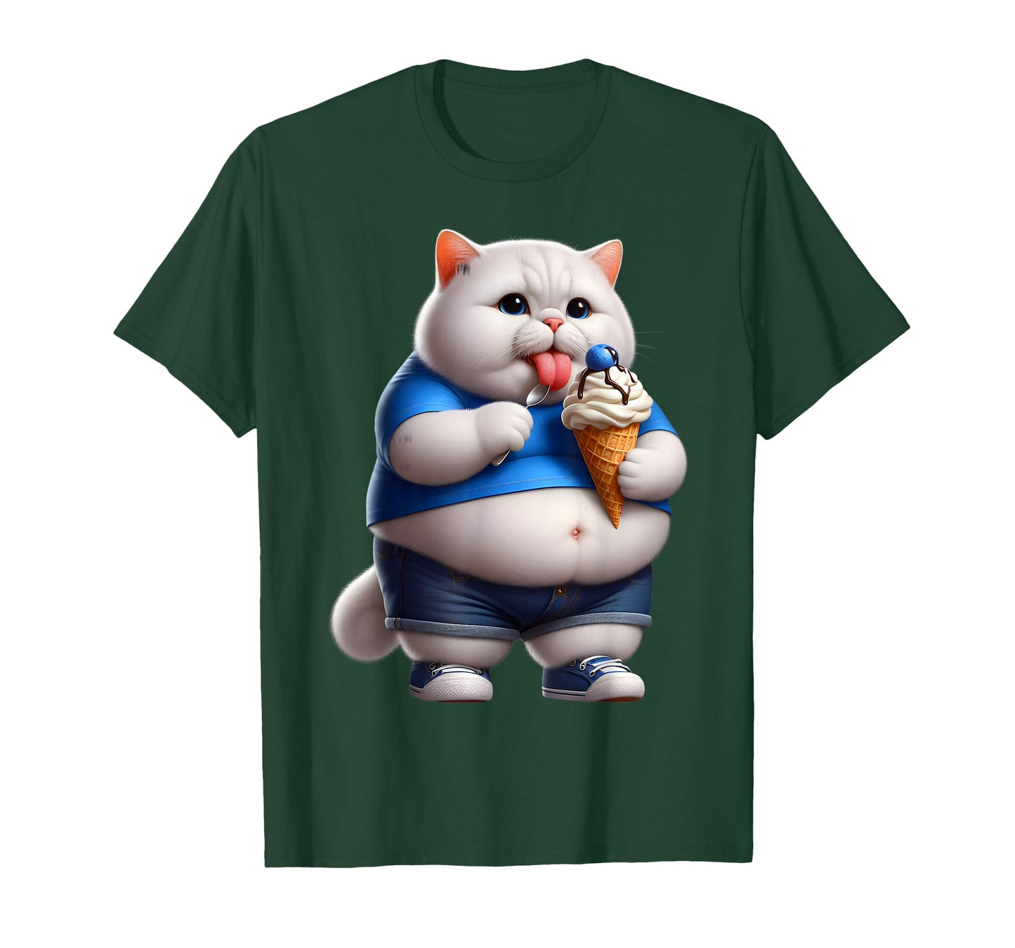 Funny Fat Cat Men Women Kids Ice Cream Fat Kitten Cat Lover T-Shirt