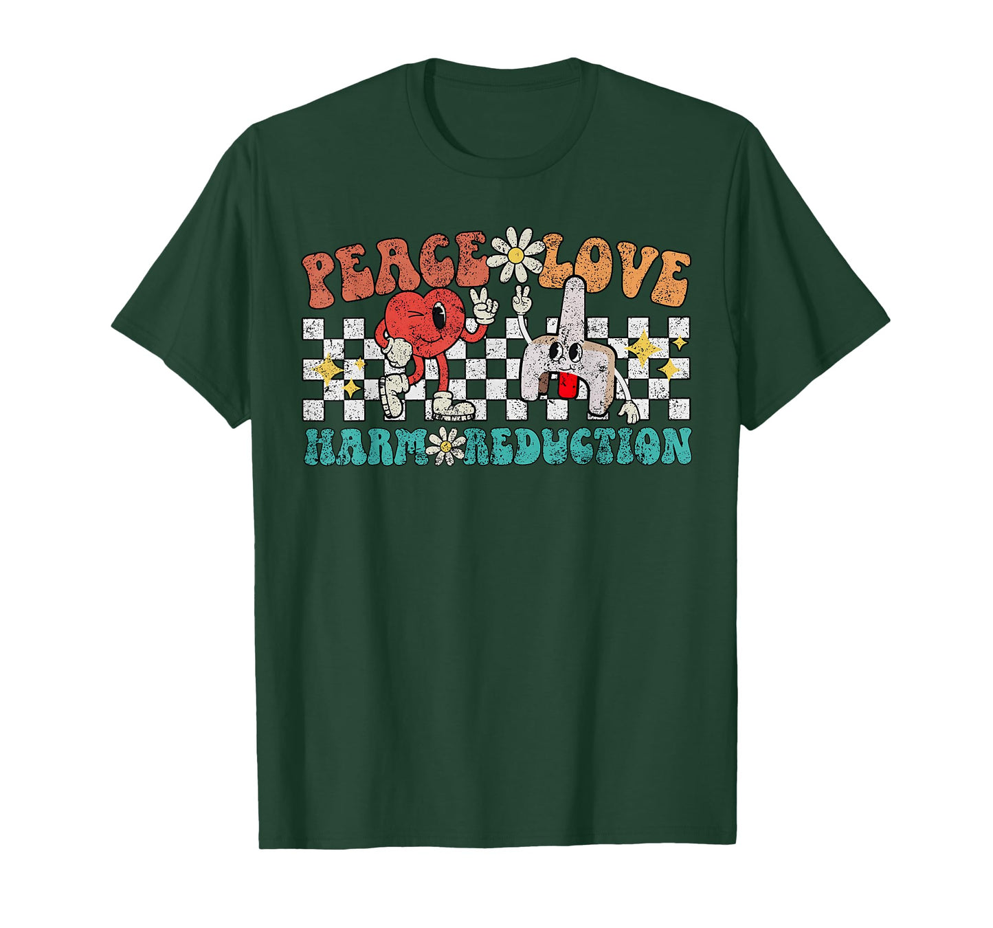Retro Peace Love Harm Reduction Overdose Awareness Nurse T-Shirt