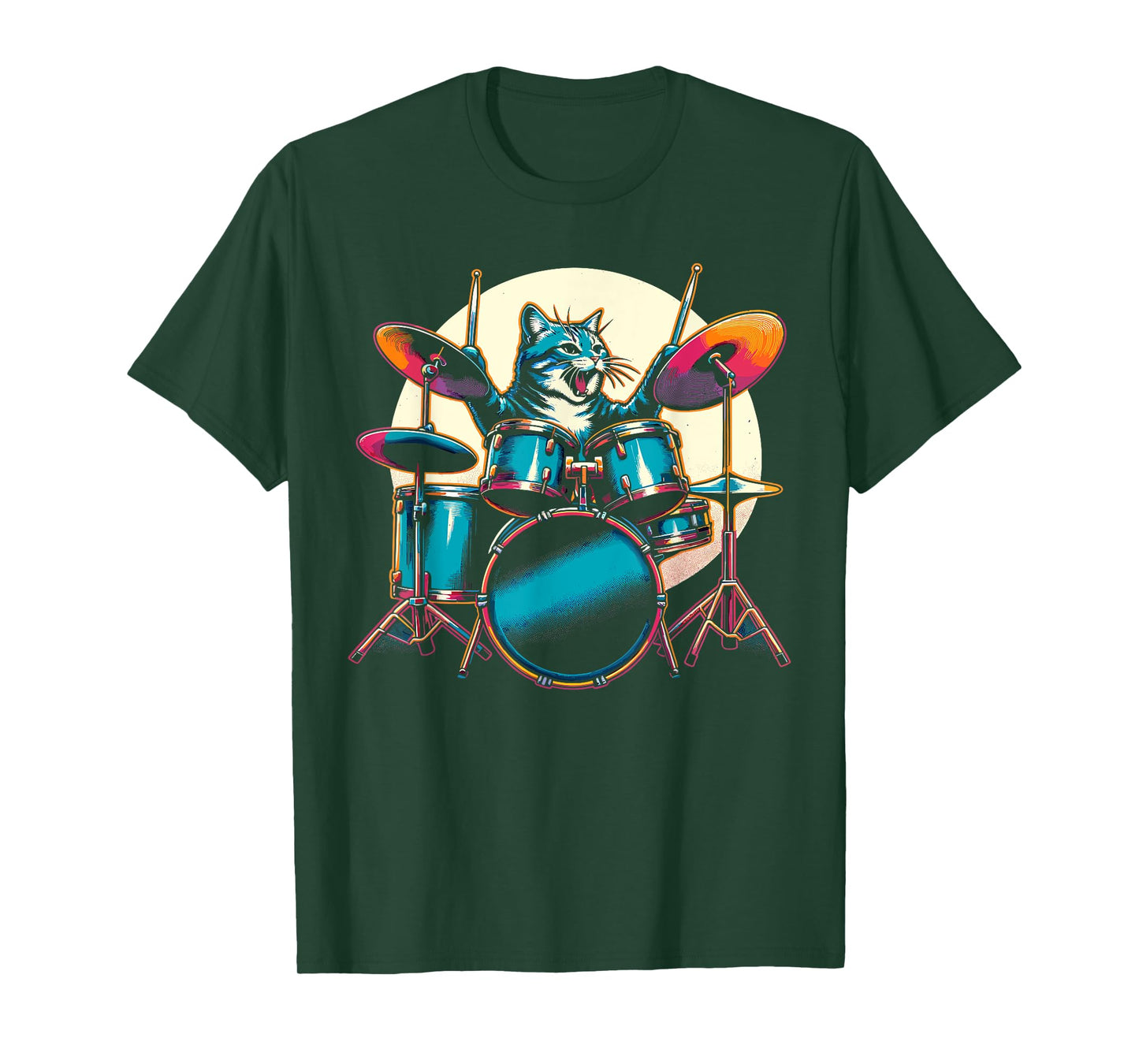Cat Playing Drums Drummer Novelty Music Lover Funny Drummer T-Shirt