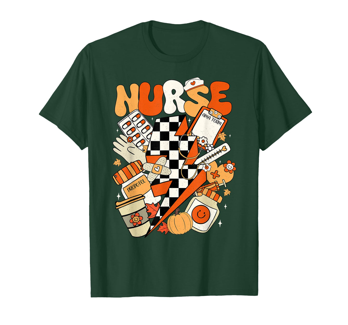 Retro Pumpkin Nurse Life Thanksgiving Fall Autumn Nurse T-Shirt
