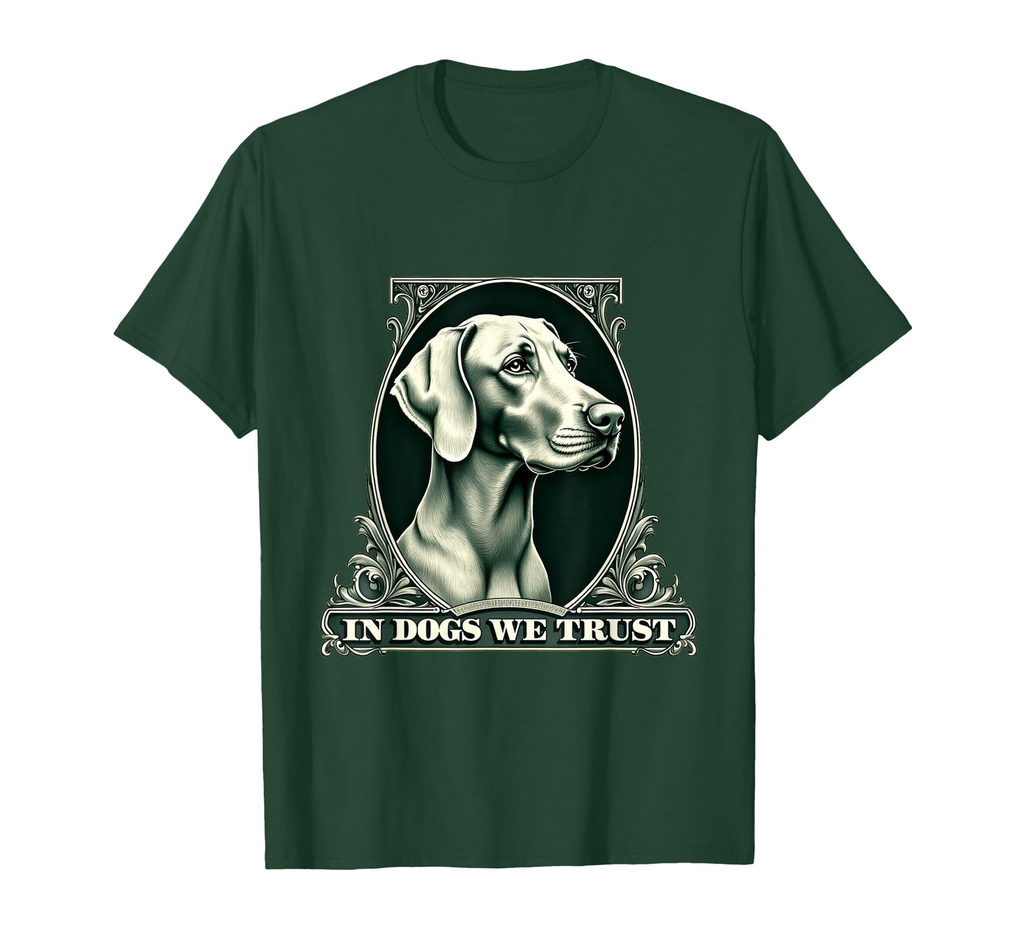 In Weimaraner We Trust Funny Vintage Weimaraner Dog T-Shirt
