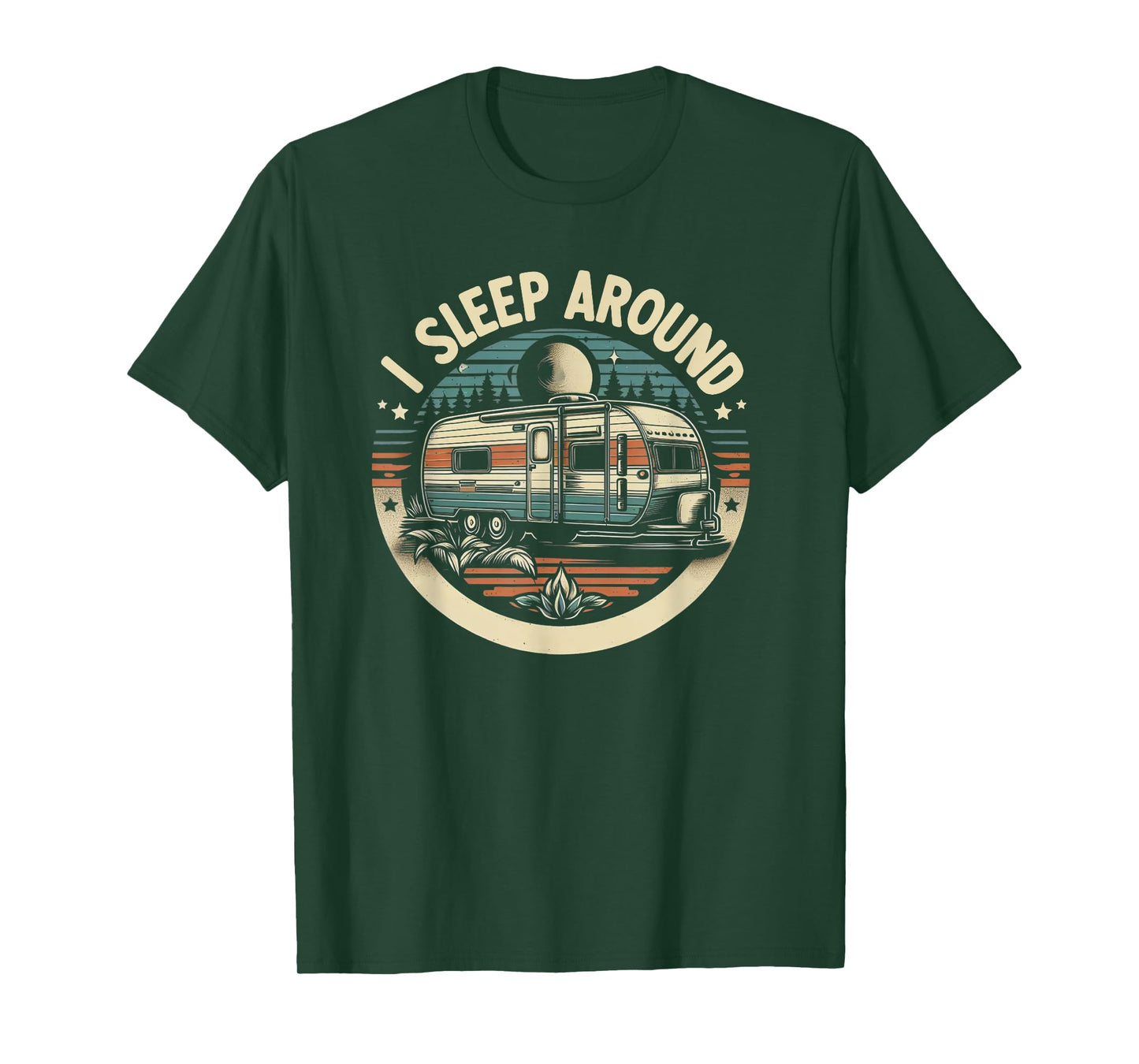 I Sleep Around funny Van Life RV Vinatge Sunset T-Shirt