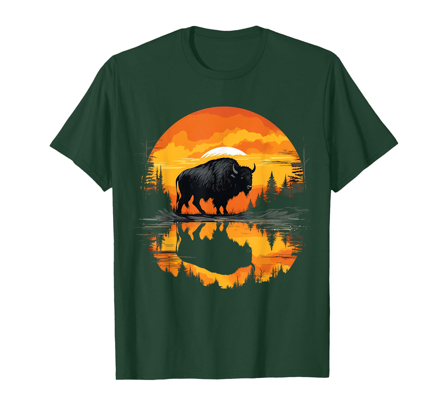 Buffalo Sunset Wildlife Safari Nature Bison Motif Savanna T-Shirt