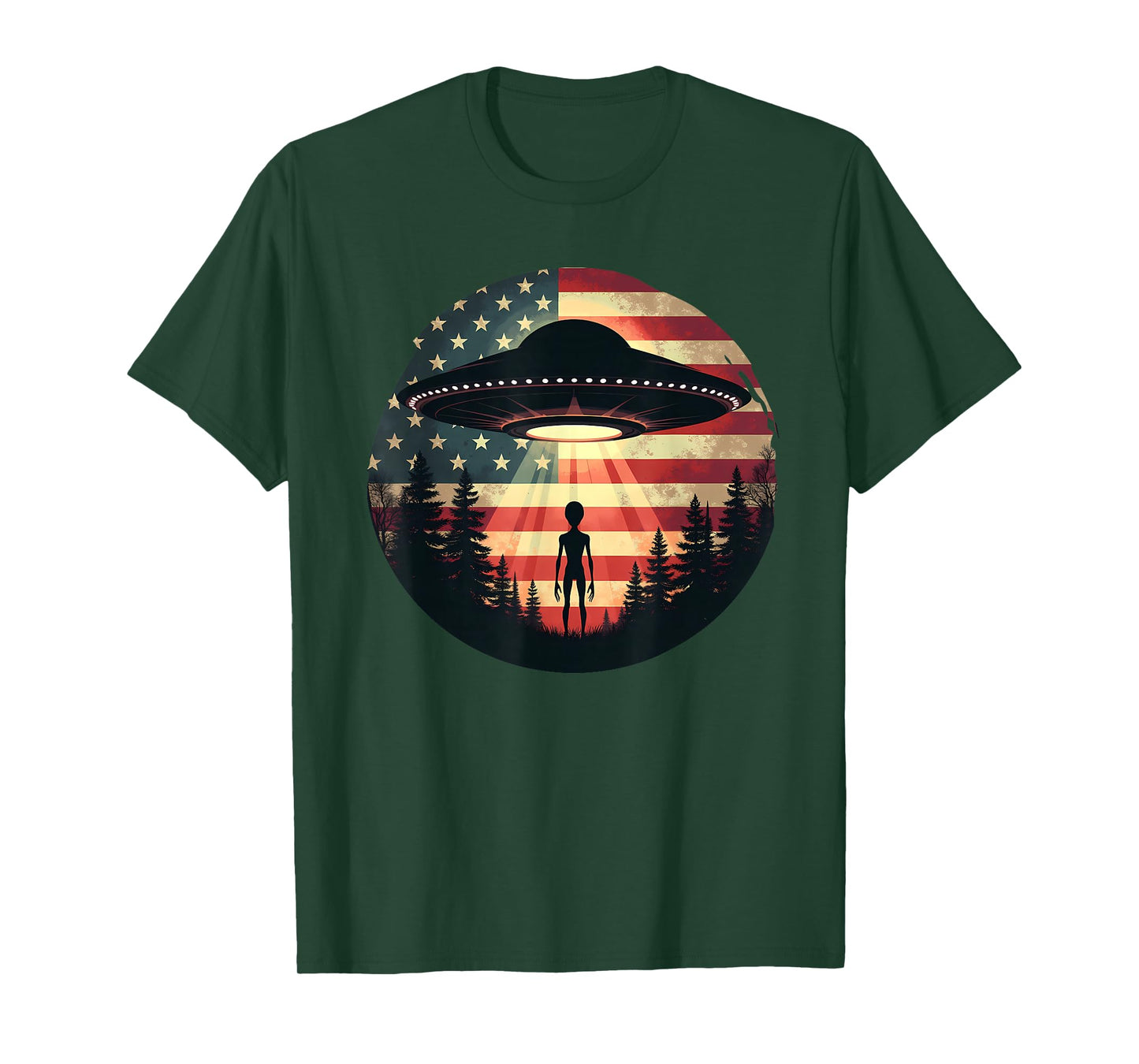 Alien/Extraterrestrial UFO American Fl Sci-Fi Patriotic T-Shirt