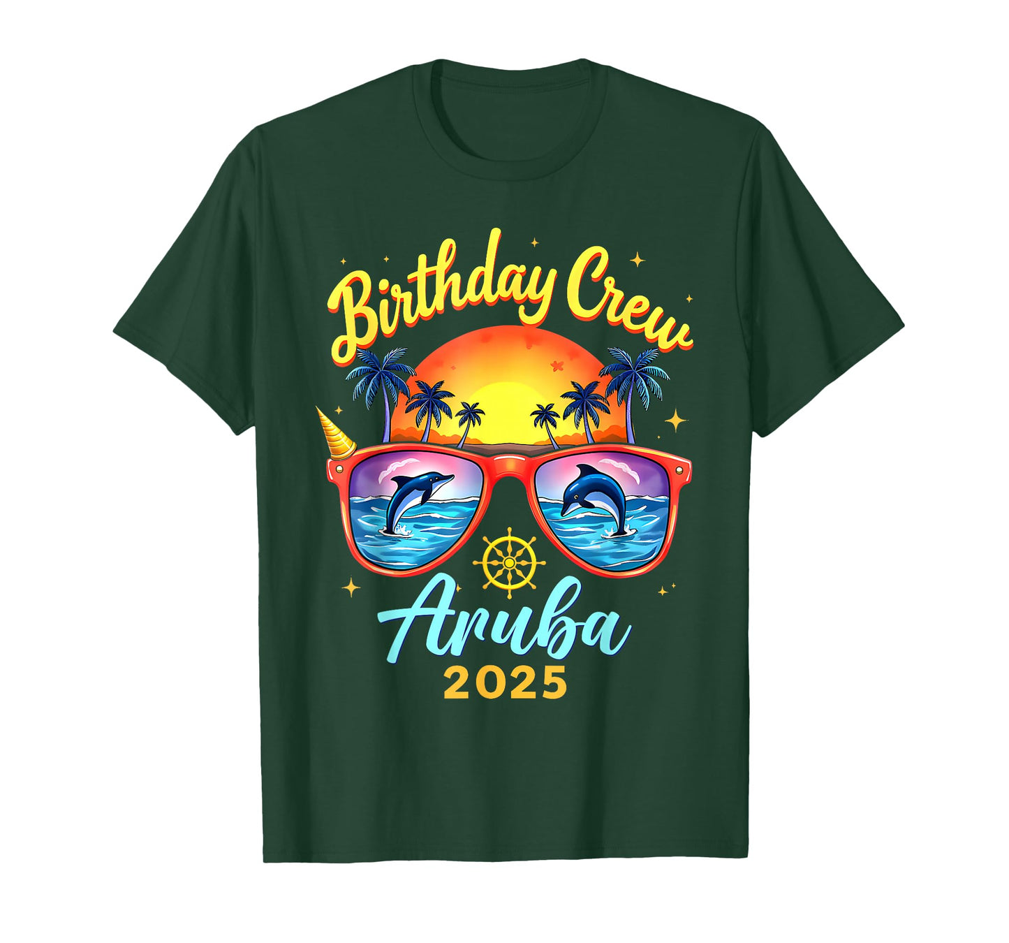 Birthday Crew Vacation Aruba 2025 Party Matching Cruise T-Shirt